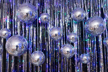 Background of several disco balls. Party concept.