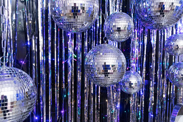 Background of several disco balls. Party concept.