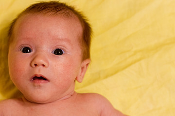 Portrait of adorable smiling newborn baby