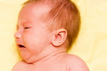 Crying Newborn Baby. Baby Boy Cry