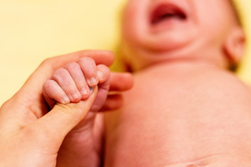 Crying Newborn Baby. Baby Boy Cry