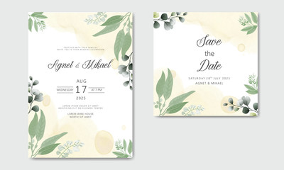 Fototapeta na wymiar wedding invitation with beautiful and elegant floral templates