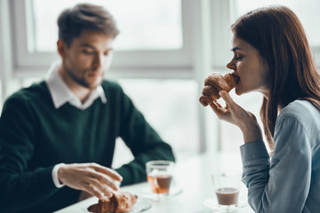 young couple having dinner in restaurant
