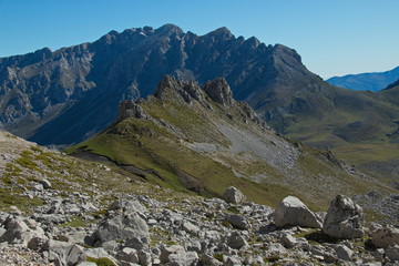 Landscape in Picos de Europa at the trail Puertos de Aliva in Cantabria,Spain,Europe