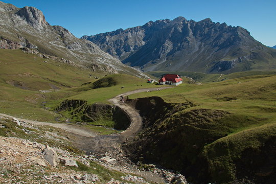 Landscape in Picos de Europa at the trail Puertos de Aliva in Cantabria,Spain,Europe