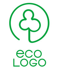 Stylized image of a tree in circle and inscription. Green logo on an environmental theme