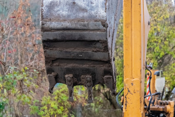 Excavator bucket construction vehicles. Detail.