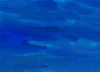 Fototapeta na wymiar Abstract cobalt blue background painting texture. Oil brush strokes on paper. 