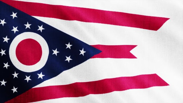 USA State Ohio flag is waving 3D rendering.