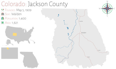 Large and detailed map of Jackson county in Colorado, USA.