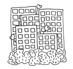 Big houses. Lineworks for design - cards, web and games.