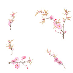 Oriental style painting, plum blossom in spring.
