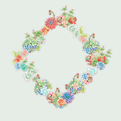 Set of high quality hand painted   elements for your design with succulent plants.Perfect for your project,wedding,greeting card,photos,blogs,wreaths,pattern and more