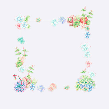 Set of high quality hand painted   elements for your design with succulent plants.Perfect for your project,wedding,greeting card,photos,blogs,wreaths,pattern and more