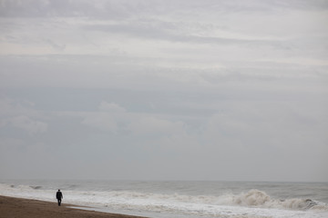 Stormy weather and lonely man
