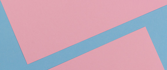 Abstract colored paper texture background. Minimal geometric shapes and lines in pastel blue, light pink colours