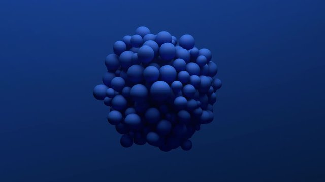 Abstract sphere with blue balls. 3d rendering.