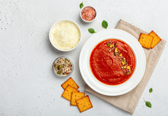 Garnished tomato soup