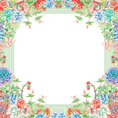 Set of high quality hand painted   elements for your design with succulent plants.Perfect for your project,wedding,greeting card,photos,blogs,wreaths,pattern and more