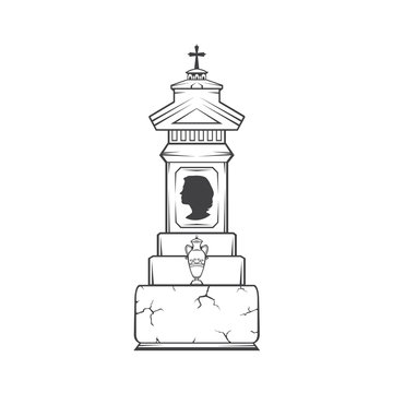 Vector isolated image of a female obelisk gravestone