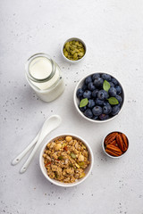Milk, berries and granola