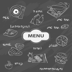 food menu on a dark background