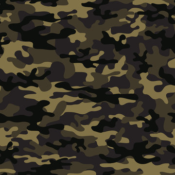  Modern camouflage with brown spots seamless stylish background. Vector.