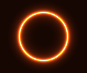  Orange neon circle. Glowing abstraction. Illustrator.