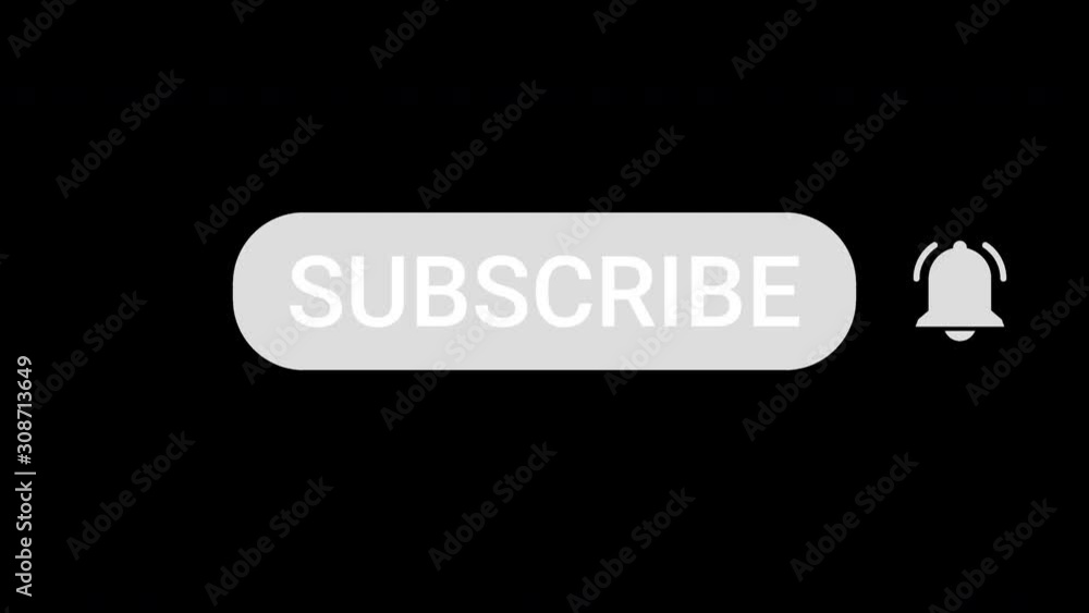Poster subscribe button and bell notification. animation in alpha channel. 4k resolution.