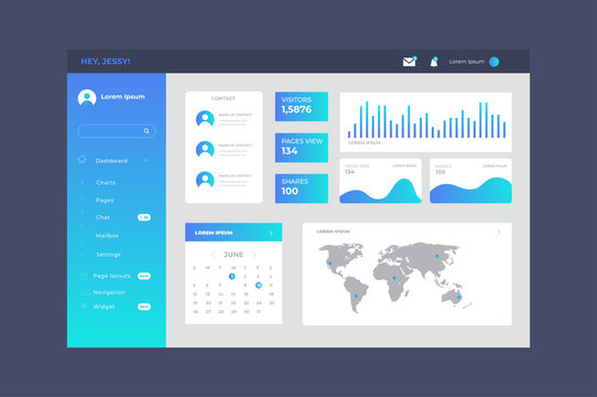 Gradient Dashboard User Panel Template.Vector