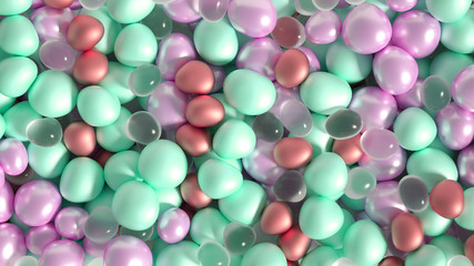 Beautiful background with beads, particles and simulation. 3d illustration, 3d rendering.