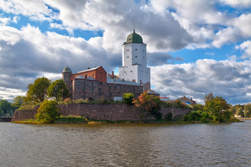 Beautiful view of the Vyborg Castle in sunlight in HDR processing, Vyborg, Leningrad Oblast, Russia