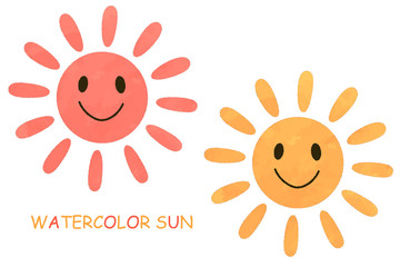 illustration of hand-drawing style smiling suns