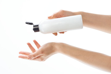 hand with bandage isolated on white