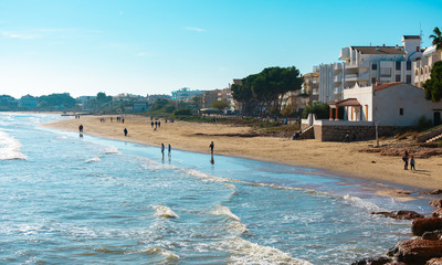 Alcossebre, Spain/Europe; 07/12/2019: El Cargador beach in Alcossebre, in the spanish Costa del Azahar