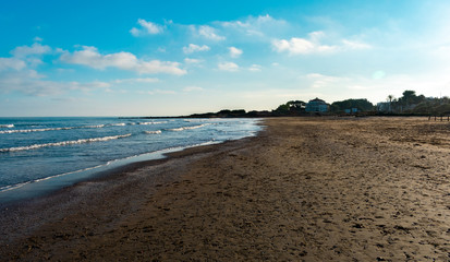 Alcossebre, Spain/Europe; 07/12/2019: El Cargador beach in Alcossebre, in the spanish Costa del Azahar