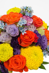 floral bouquet of different flowers on a white background.