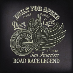 Vintage motorcycle San Francisco poster , t-shirt print.	