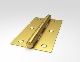 Golden door hinges. 3D Illustration.