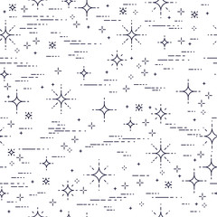 Space seamless background with stars, undiscovered galaxy cosmic fantastic and interesting textile fabric for children, endless tiling pattern, vector illustration. © Sylverarts