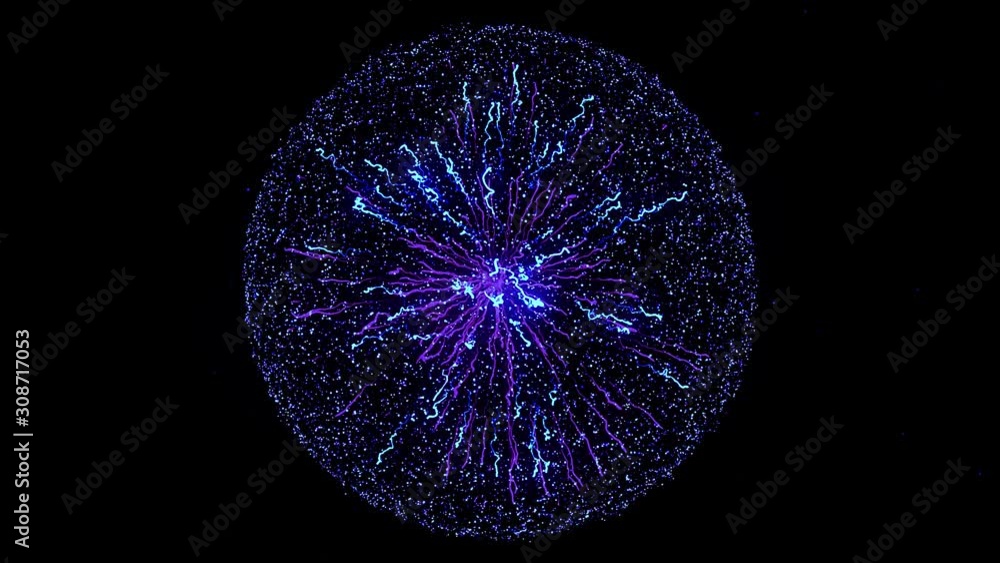 Poster 3d abstract colorful explosion of the star isolated on black background. animation. beautiful blue c