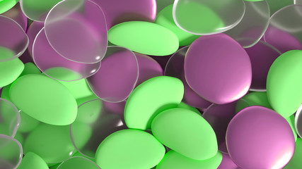 Beautiful background with beads, particles and simulation. 3d illustration, 3d rendering.