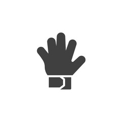 Fototapeta na wymiar Goalkeeper gloves vector icon. filled flat sign for mobile concept and web design. Soccer goalkeeper glove glyph icon. Symbol, logo illustration. Vector graphics
