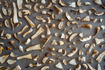 Sliced mushrooms are prepared for drying