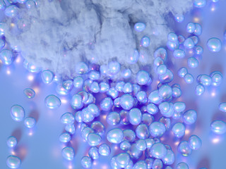 Beautiful background with beads, particles and simulation. 3d illustration, 3d rendering.