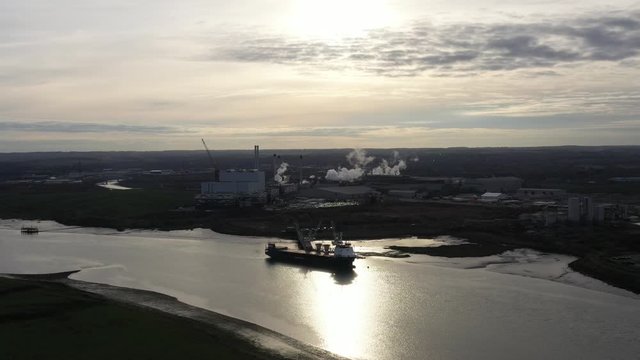 Wide aerial view of Kemsley Industry in Kent, UK