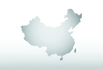 Gray color China map with dark and light effect vector on light background illustration