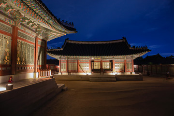 Gyeongbokgung palace at night  in Seoul  South Korea 