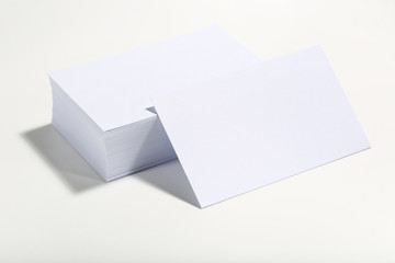 Blank business cards on white background