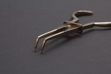 Set of metal dental instruments for teeth dental care